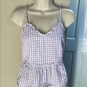 Sim & Sam plaid baby doll cropped tank top